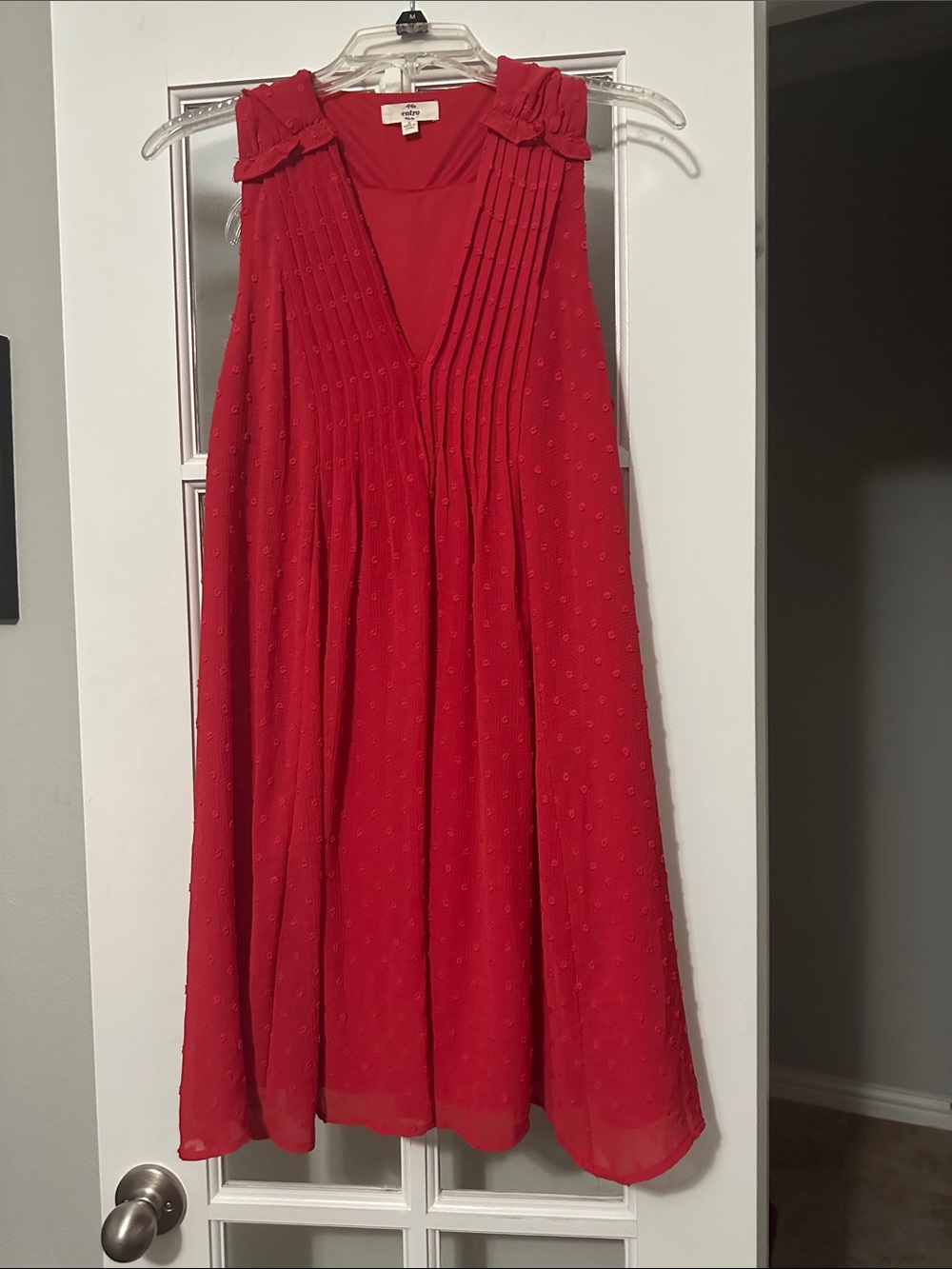 entro Red Sleeveless Pleated A-Line Dress